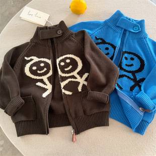 Children's Sweater 2026 New Autumn Collection for Boys and Girls, Matchstick Man High-Neck Sweater, Baby Zipper Cardigan, Trendy