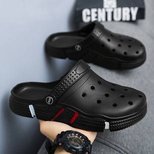 Cross-border plus size Hole Shoes Men's Fashionable Garden Shoes Soft Bottom Hollow-out Baotou Sandals Outer Wear Beach Men's Slippers