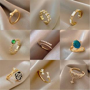 European and American ins style opening ring women's high-end luxury pearl food ring niche design hand jewelry wholesale