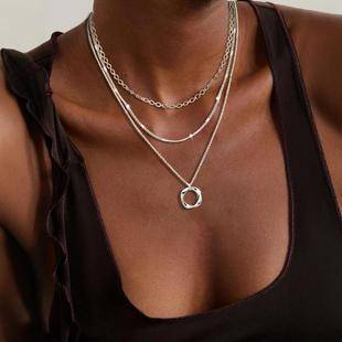 2024 Summer New European and American Cross-border Fashion Personalized Layered Necklace Layered Beach Pendant Necklace for Women