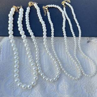French pearl necklace artificial beaded artificial pearl temperament all-match clavicle chain new environmentally friendly adjustable neck chain