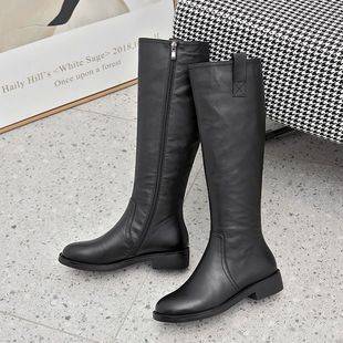Soft Leather Martin Boots Small Long Knee-less Boots Martin Boots 2024 Spring and Autumn New Knight Boots Women's High Boots