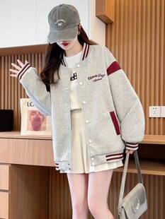 American-style baseball jacket, women's spring/autumn outerwear, 2026 new collection, open-front cardigan sweatshirt