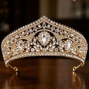 Vintage palace-style princess crown, a luxurious bridal tiara for an 18th birthday, a regal wedding crown, a Baroque headpiece for a goddess