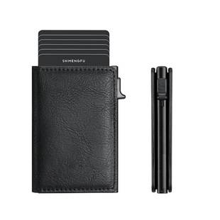 Wholesale Rfid Anti-Theft Men's Wallet, Popular Foreign Trade Model, Pop-Up Aluminum Alloy Card Holder, Leather Card Case B08