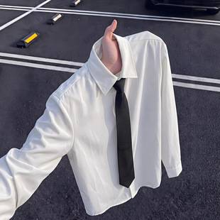 Men's long-sleeved white business formal shirt, Korean style slim fit, solid color, suitable for groomsmen, can be worn under a suit