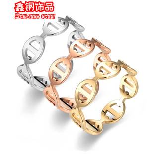 European and American in stock titanium steel pig nose ring women's plain ring does not fade niche light luxury lovers ring ring jewelry