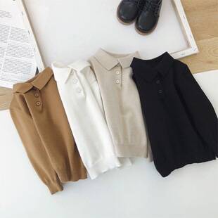 Boys' Sweater 2026 Autumn and Winter New Style Small and Medium-Sized Children's Collared Knit Top Boys' Inner Layer Base Shirt