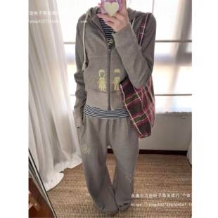 [Original Design] Women's Casual Sportswear Set for Spring and Autumn, Loose-fitting Hooded Sweatshirt and Long Pants Two-piece Set