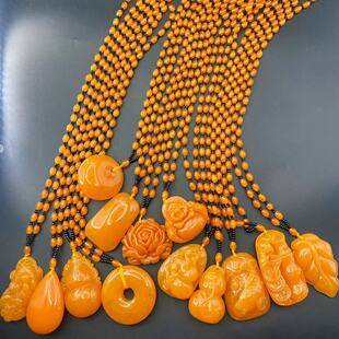 Vintage Orange Amber Pendant, Water Drop Pendant, Sweater Chain, Artistic Retro Amber Charm, Wholesale from Manufacturer
