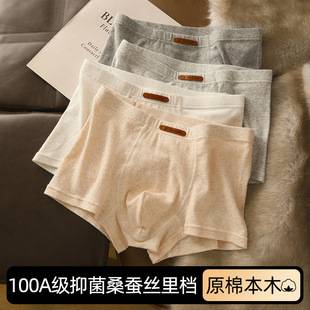 Men's High-End Mulberry Silk Pure Cotton Underwear 100A Antibacterial Boys' Student Colorful Yarn Cotton Jacquard Boxer Shorts