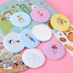 Small mirror ins cartoon cute mirror HD sweet makeup mirror portable mirror mini small round mirror