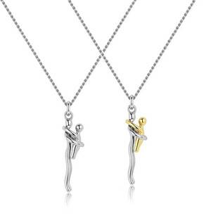 Cross-Border New Style Children's Hug Necklace, Niche Design, Two-Color Pendant, Mother's Day and Father's Day Commemorative Gift Necklace