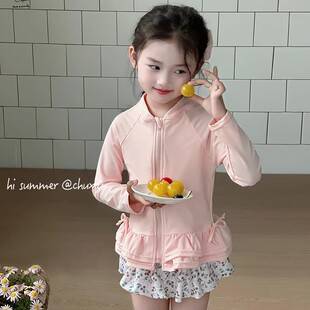Korean New Girls Swimsuit Princess Split Long-Sleeved Quick-Drying Swimsuit for Small and Medium-Sized Children Baby Sun Protection Fashionable Swimsuit