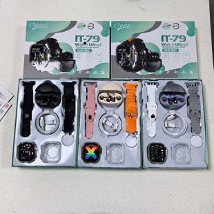 New Product It-79Ultra3 Smart Watch Set Huaqiangbei Bluetooth Headset Two-In-One Six-Piece Set with Double Watch Strap