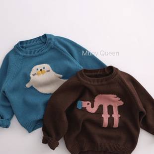 tiny queen pure cotton children's sweater new style for boys and girls baby knitted top baby cotton jacket cartoon