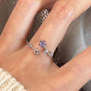 Little Star Wish Pentagram Ring for Women, Unique Versatile Light Luxury Super Shiny High-End Adjustable Index Finger Ring Wholesale