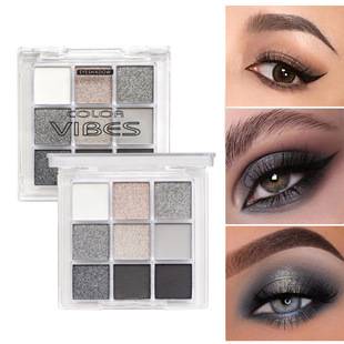Black Jiugongge Eye Shadow Plate Student Party Pearlescent Matte Dark Punk Smoked Makeup Naked Eye Shadow Cross-border Exclusive