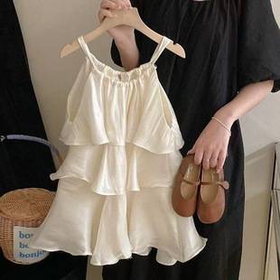 2026 Full-Size Summer Sleeveless Ruffle Dress for Girls, Stylish Skirt-Style Tank Top, Baby Cake-Style Fairy Dress