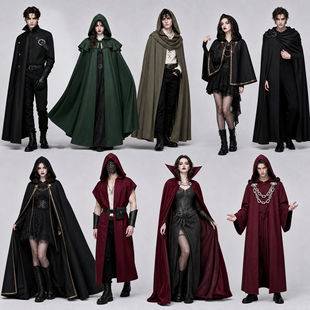 Halloween Dark Chain Hooded Robe Medieval Wizard Priest Cloak Cosplay Party Cos Cloak