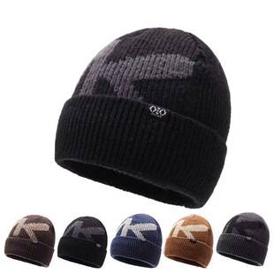 Cross-border woolen hat, autumn and winter hat, winter knitted hat, cold-proof and warm cycling hat for men, jacquard VK fleece-lined hat