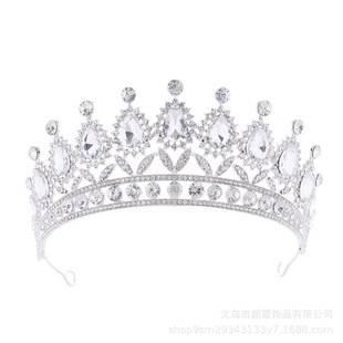 European and American Bride Crown Headwear Queen's Birthday Crown Ball Performance Show Competition Alloy AB Diamond Wedding Headwear