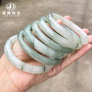 Jingde Jewelry Natural Tianshan Jade Bracelet, Large Wide Band, Ice-Clear Jade Color, Elegant and Brightening, Round Bar Bracelet Wholesale