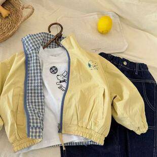 Children's jacket for boys and girls, reversible, 2026 spring and autumn new style, toddler plaid cardigan, trendy baby jacket, stylish