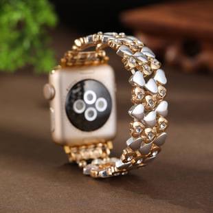 For Apple Watch Apple Watch Love Rhinestone Elastic Strap iwatchS10 Watch Cross-border Hot Selling