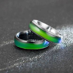 E-Commerce Hot-Selling Temperature-Sensitive Color-Changing Rings European and American Fashion Stainless Steel Couple Rings Cross-Border European and American Jewelry Wholesale