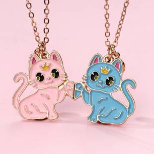 Cross-border explosions children's magnetic necklace female princess love good friend girlfriends alloy jewelry cartoon girl pendant