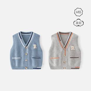 Academy Style New A-Class V-Neck Korean-Style Baby Vest Sweater Spring and Autumn Knitted Boys' Vest Cardigan Baby Vest