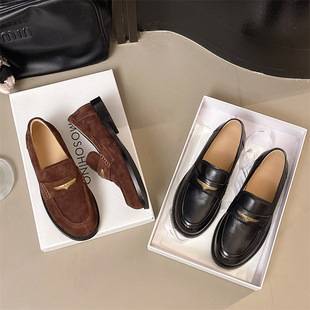 Seagull Loafers for Women, Slip-On Sheepskin Shoes, 2026 New Model, Black Leather Shoes, Genuine Leather Versatile Shoes for Girls