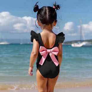 Cross-Border Baby Swimsuit for Girls, One-Piece Bikini for Girls, Cute Backless Bowknot Children's Swimwear in Stock