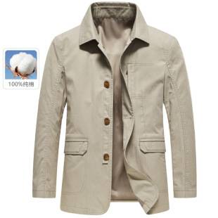 Middle-Aged and Elderly Men's High-End 100% Cotton Jacket Spring & Fall New Button Casual Top Dad's Loose Jacket