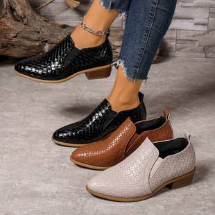 Cross-Border Women's Shoes, Spring and Autumn Women's British Style Glossy Leather Shoes, Women's Business Formal Casual Shoes, Toe-Toe Small Leather Shoes