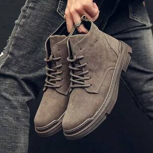 Men's High-Top Martin Boots, Mid-Top Snow Boots, Short Work Boots, Winter British Style Men's Boots with Thickened Soles