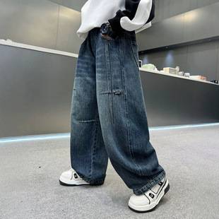 Boys' straight-leg jeans, new trendy autumn 2026 style, cool children's autumn pants, loose-fitting long pants for older kids, street style