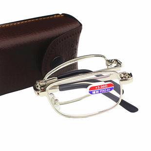 Fashion portable folding reading glasses men and women HD stall running Jianghu metal frame two-color glasses wholesale