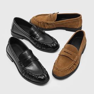 Men's Handmade Pleated Lazy Flat Shoes 2026 Spring New French British Style Loafers 25124-J