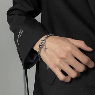 Star Wrapped Black Diamond Bracelet for Men, Titanium Steel Design, Versatile Non-Fading Accessories for Women, New Simple and High-End Jewelry