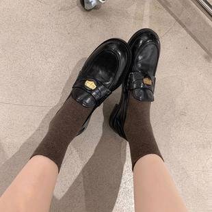Pleated Horsehide Version ~ Grape Mom's Same Style Retro Small Gold Coin Lazy British Style Loafers Flats Women's Small Leather Shoes