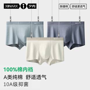 Xi Nei A-Class Pure Cotton Men's Underwear 10A Antibacterial Full Cotton Crotch Soft Breathable Seamless Xinjiang Cotton Boxer Briefs