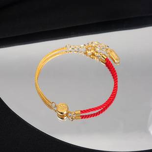 Double-Sided Lucky Bracelet Women's 18K Gold Niche Advanced Design Benmingnian Red Rope Light Luxury Titanium Steel Bracelet