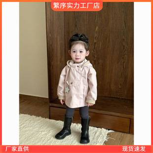 Girls' New Autumn Style Pointed Hat Windbreaker, Unisex Baby Jacket, Infant Clothing, Windproof Coat, Spring and Autumn Trendy Style