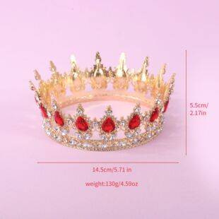 European and American cross-border bridal crown headpiece, baroque colorful crystal hair accessory, noble and elegant queen's full-circle phoenix crown