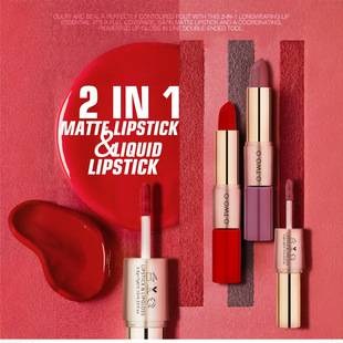 O.Two.O Double-Ended Matte Lip Gloss, Lipstick That Is Not Easy to Fade, Two-In-One Velvet Lip Biting 9107
