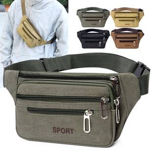 2024 winter waist bag men's and women's large capacity multi-functional site work canvas wear-resistant fashion business wallet