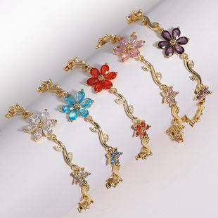 Cross-Border Hot-Selling Ins-Style Cute and Sweet Pastoral-Style Bracelet, Heart-Shaped Flower Bracelet, Valentine's Day Gift, Stackable