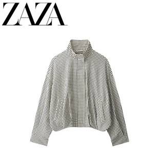 ZAZA Custom-made European and American style wholesale women's clothing, fashionable plaid aviator jacket for women 3046041093